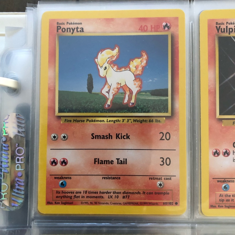 1990’s rare vintage Ponyta Pokémon card 60/102